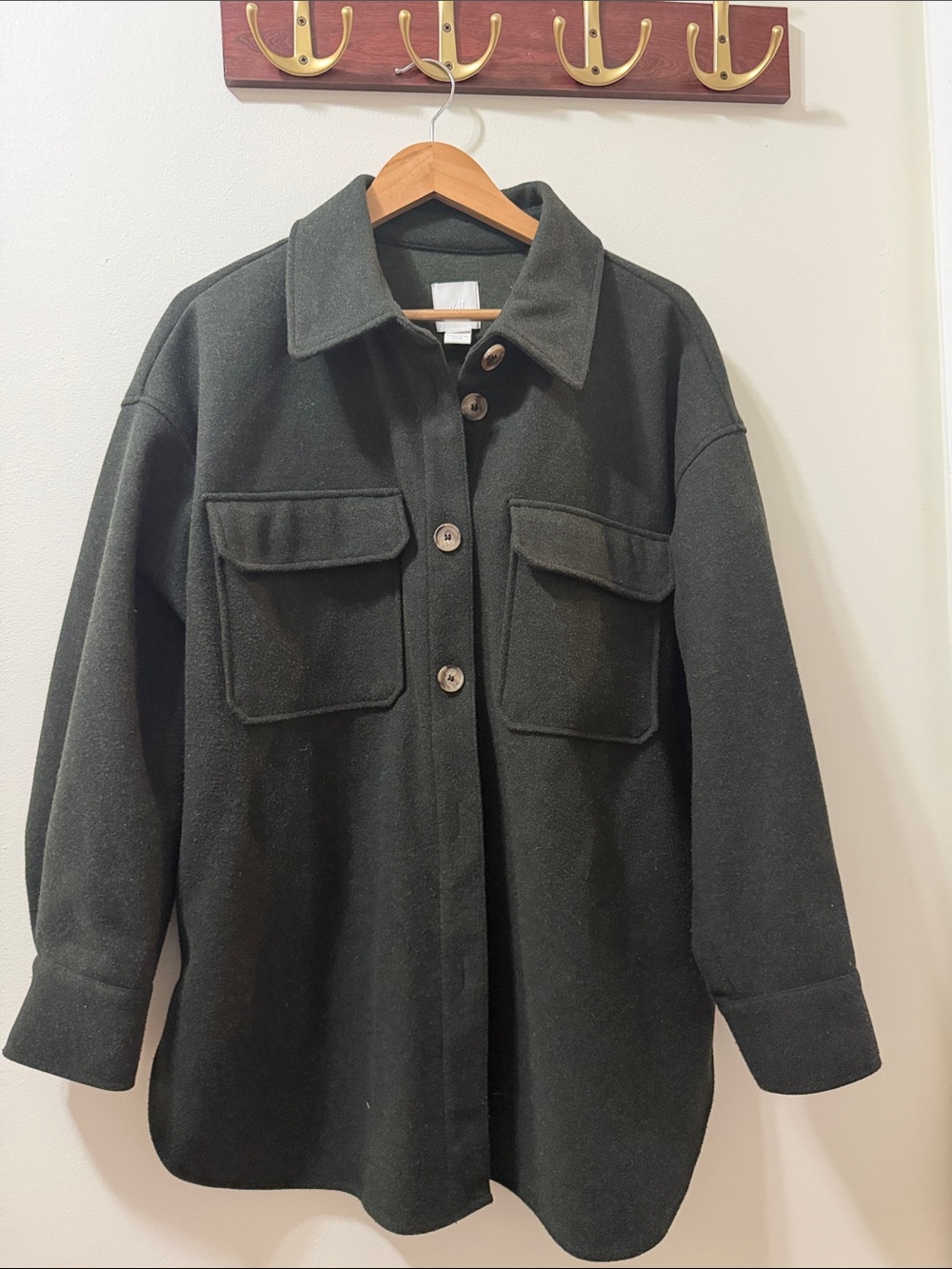 H&M Men’s Dark Green Utility Overshirt Jacket Size L